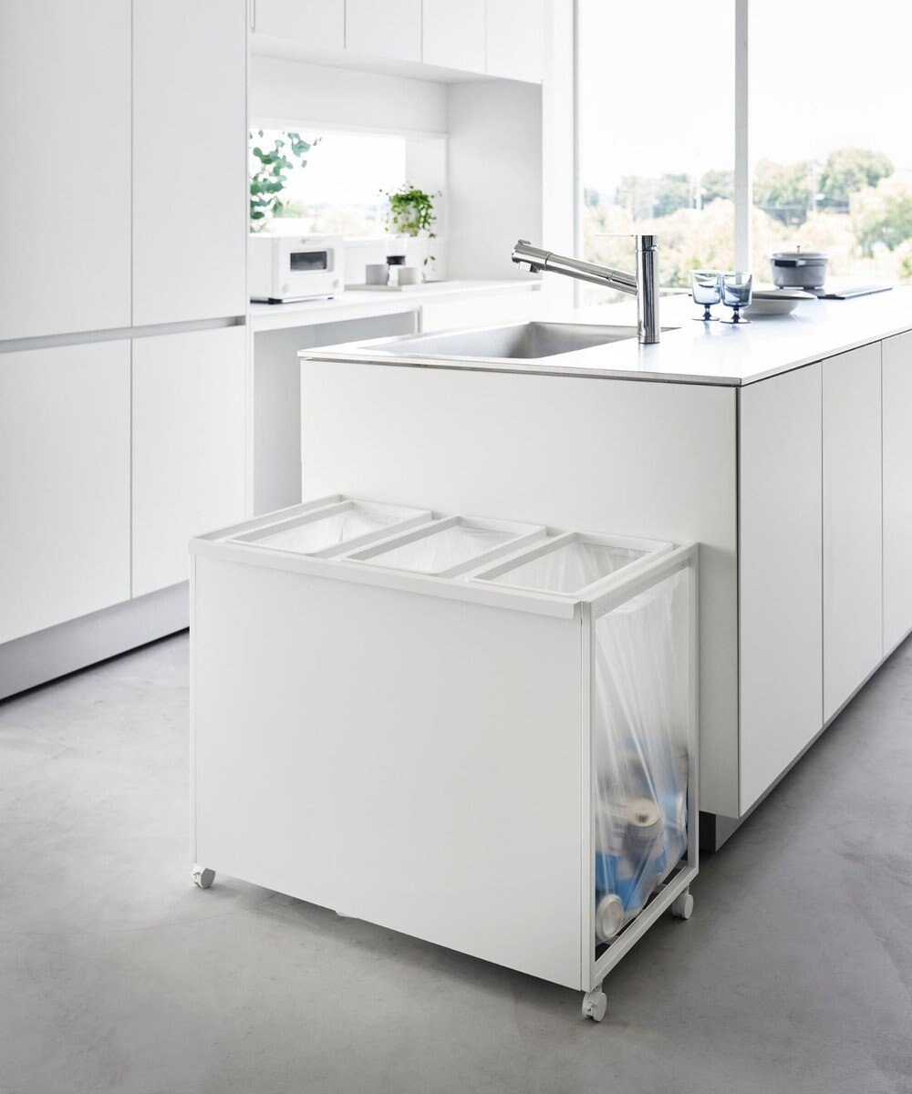 tower 目隠し分別ダストワゴン タワー 45L 3分別 ホワイト 