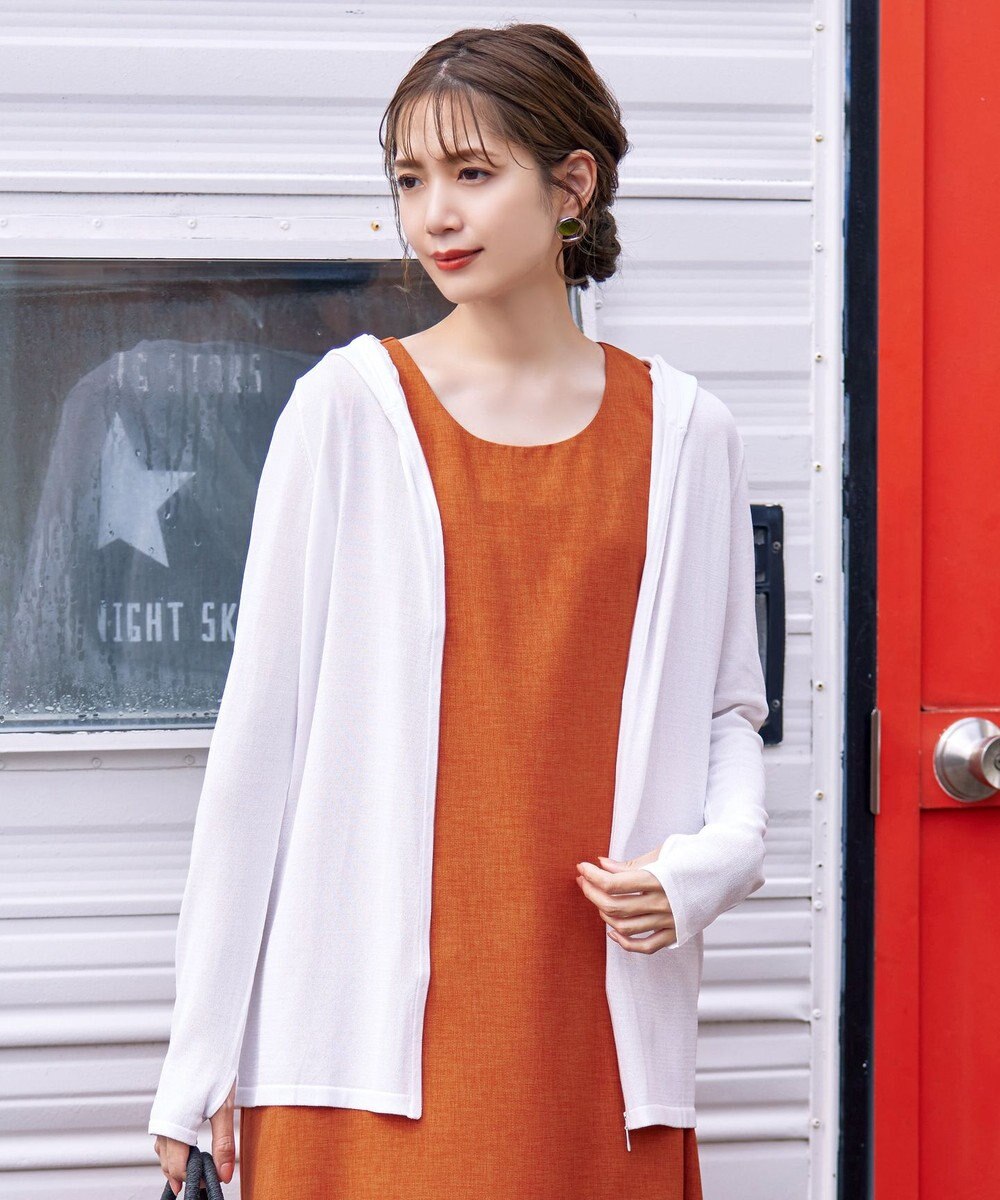 Tiaclasse 【洗える】UVケア機能付きサマーニットロングジップパーカー 