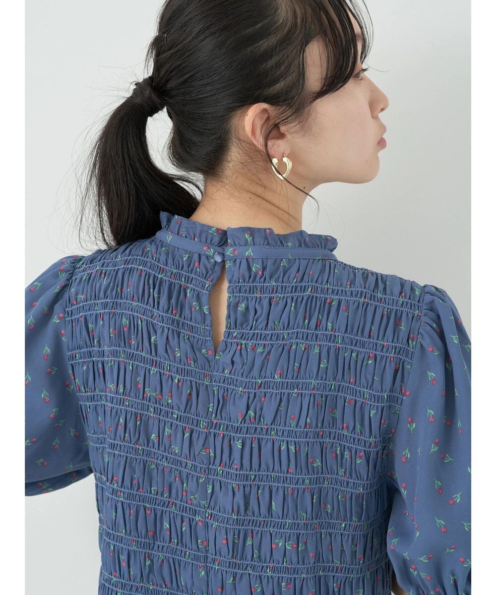 earth music&ecology 花柄パフスリシャーリングブラウス 