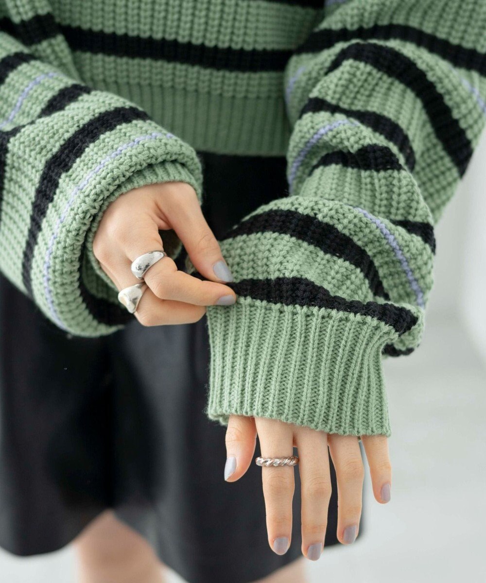 WEGO ボーダーショートニットプルオーバー 