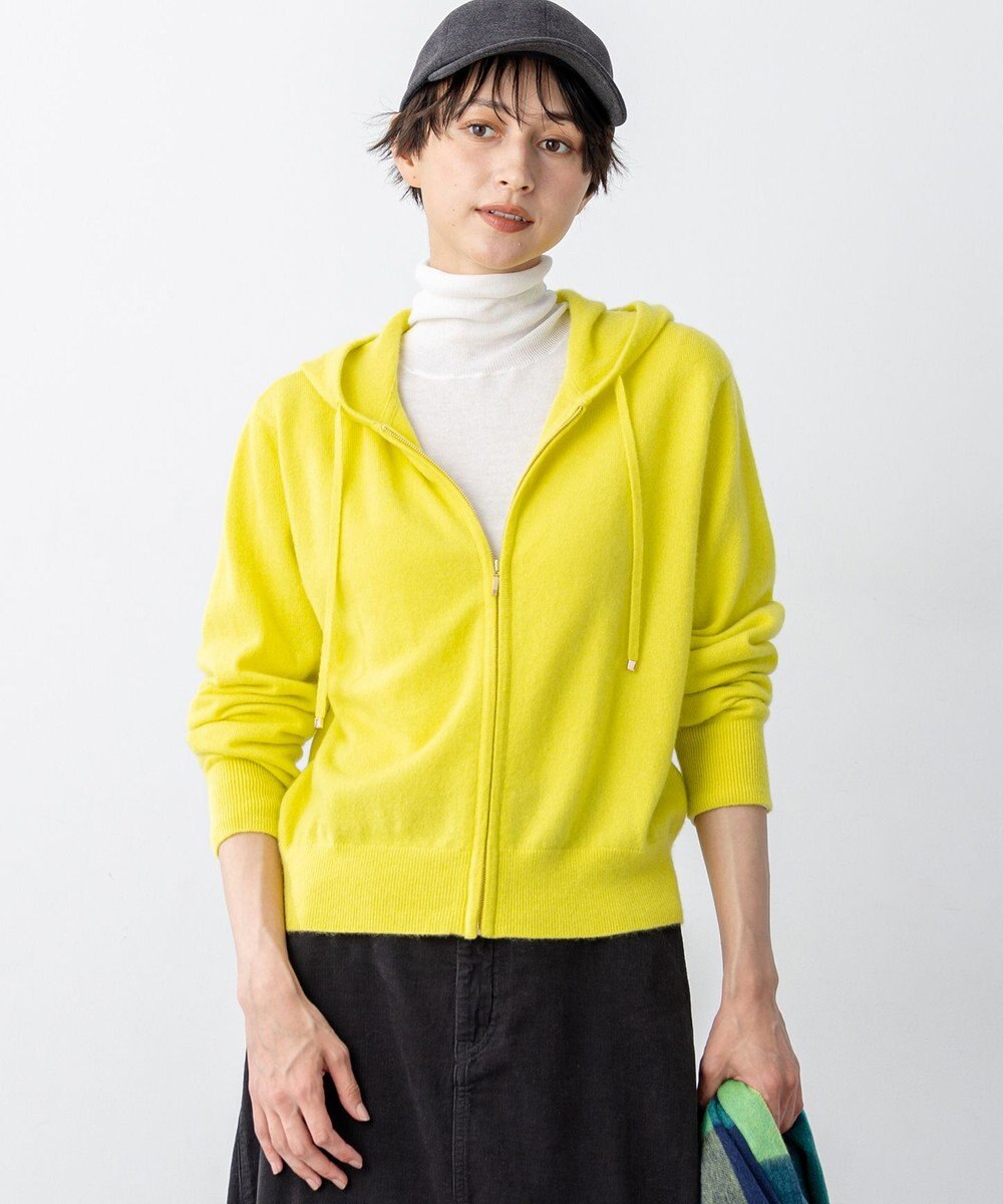 23区 L 【見上愛さん着用/洗える】ピュアカシミヤ ジップアップ ニット パーカー 