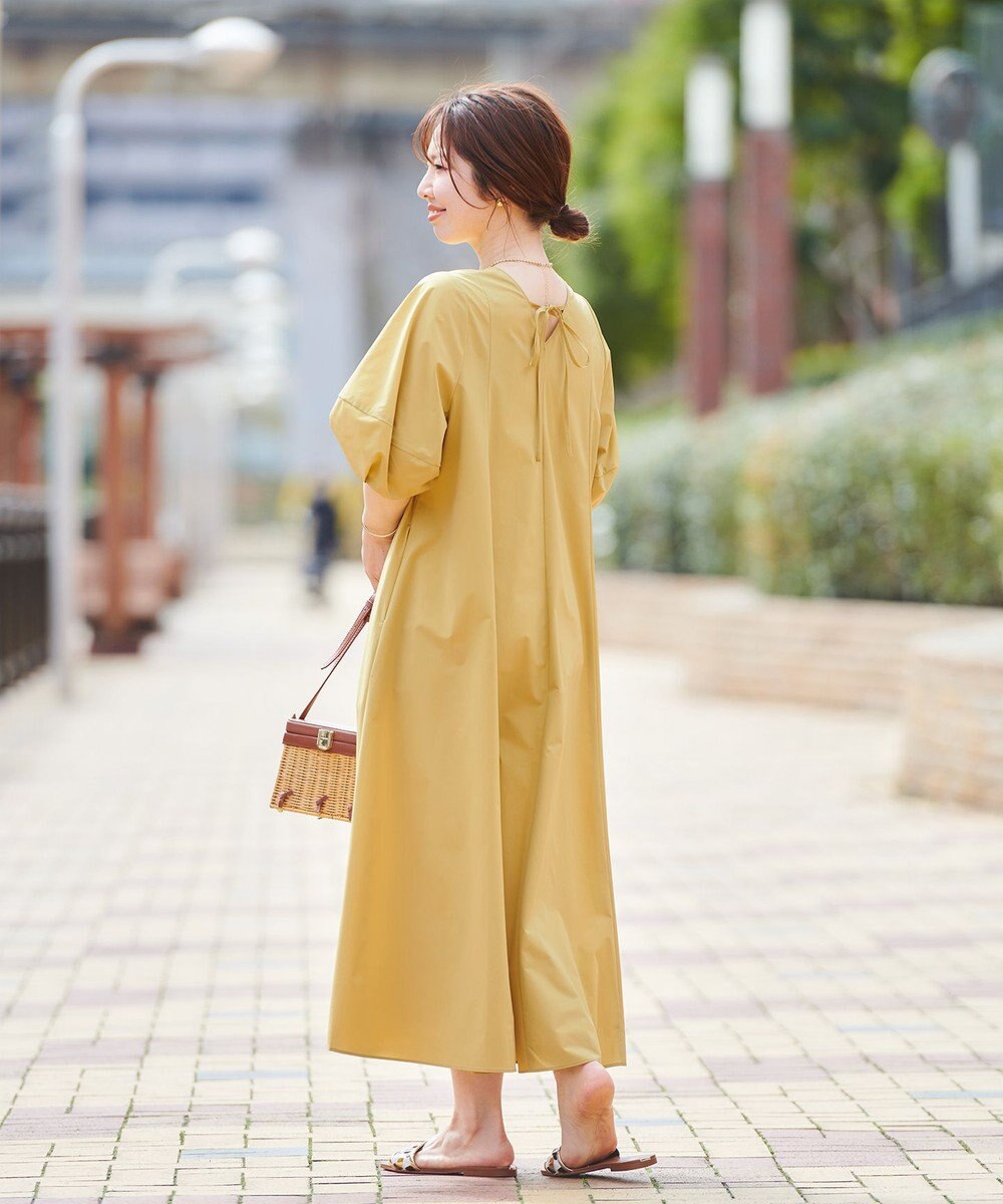 UNFILO 【撥水/シワになりにくい】FINE MOVE ランタンスリーブワンピース 