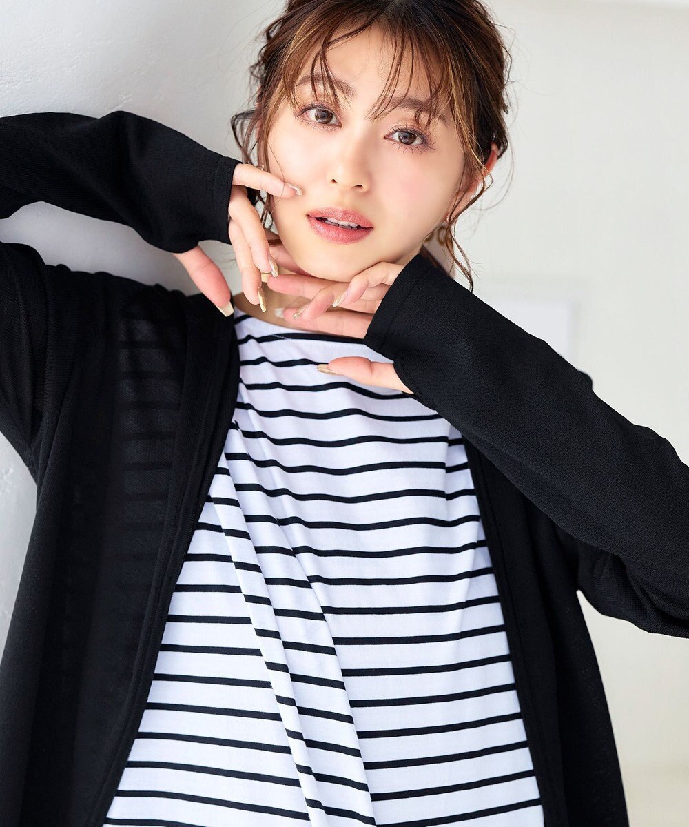 Tiaclasse 【洗える】UVケア機能付きサマーニットロングジップパーカー 