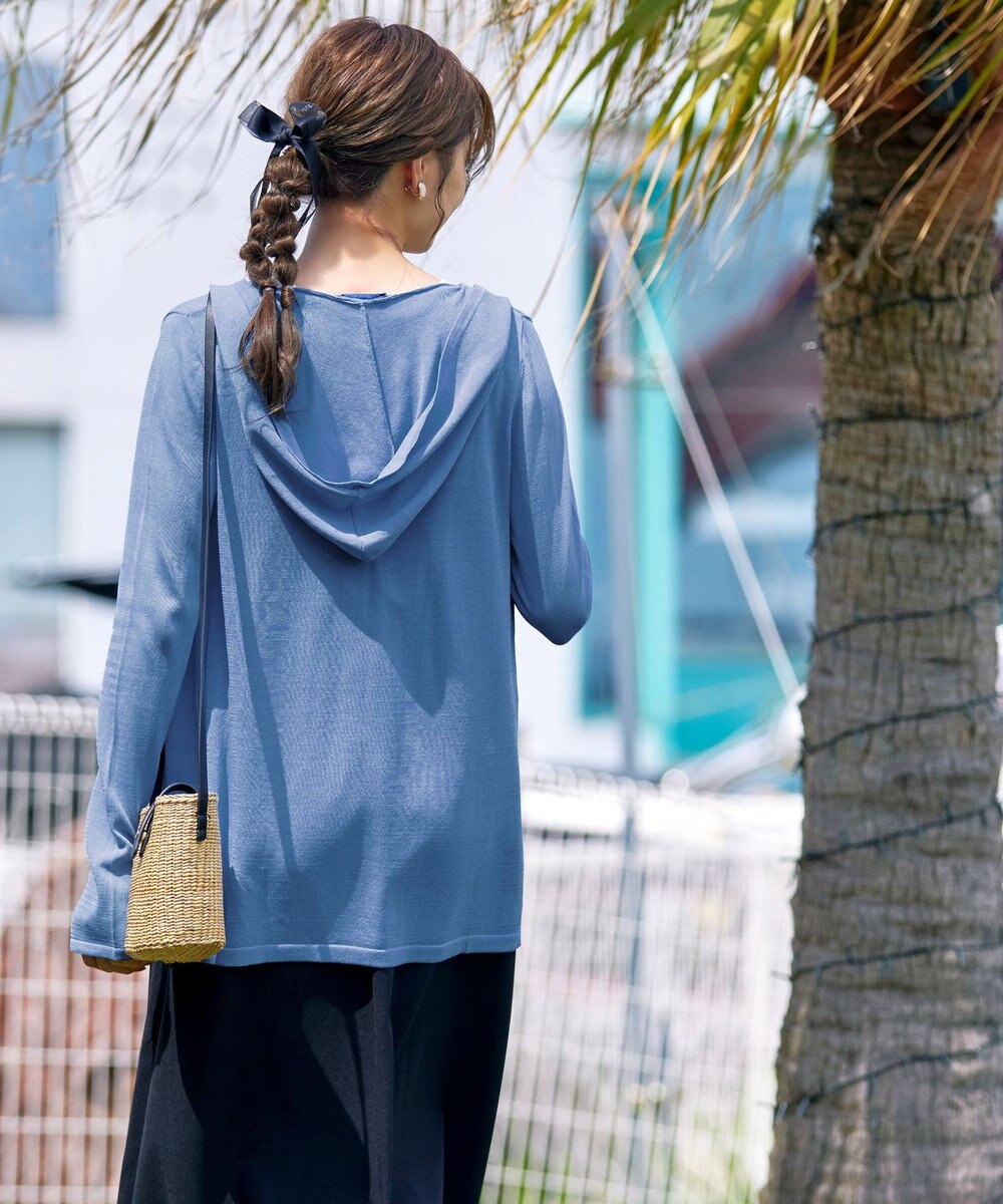 Tiaclasse 【洗える】UVケア機能付きサマーニットロングジップパーカー 