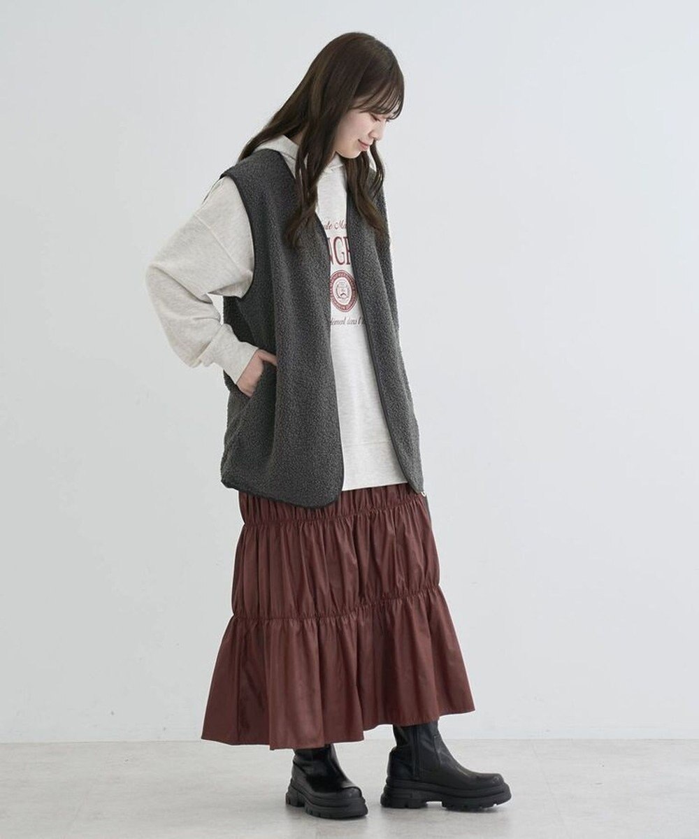 Green Parks 裏毛エンブレムパーカーチュニック 