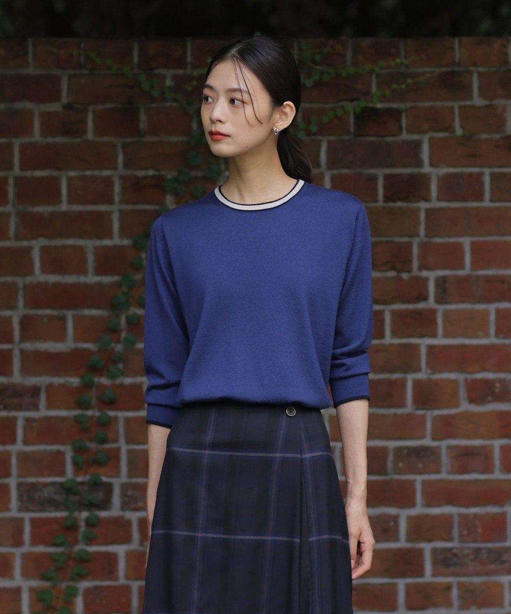 J.PRESS LADIES L 【洗える】トリムツイン ニット 