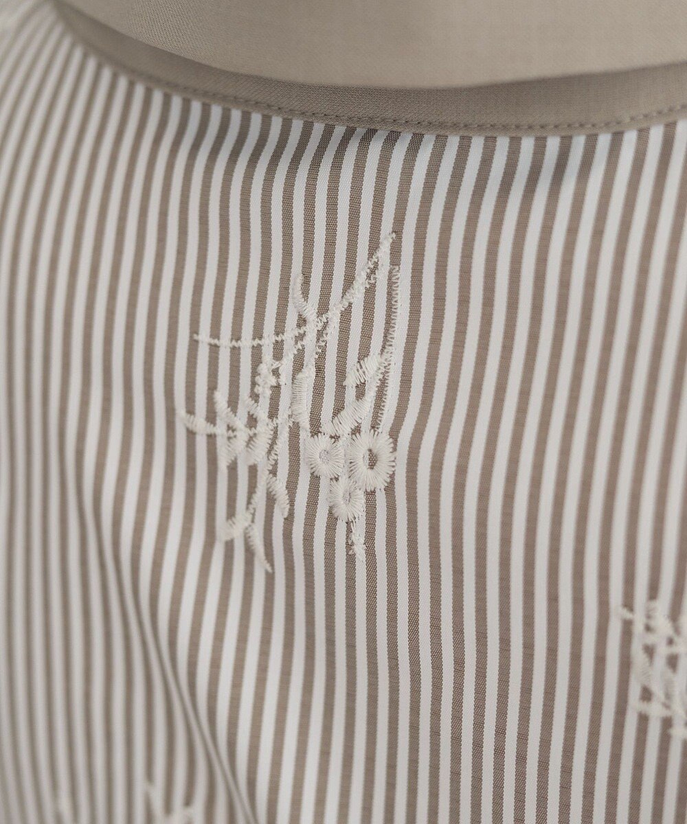 YECCA VECCA ストライプ柄フラワー刺繍ワンピース 