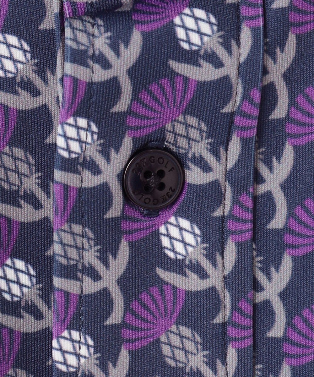 23区GOLF 【MEN】【吸水速乾/UVカット】アザミ小紋柄半袖ポロシャツ 