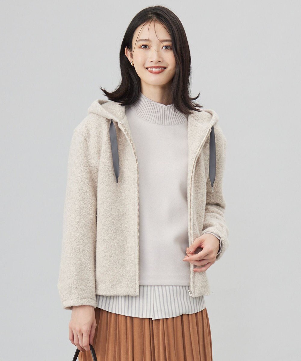 J.PRESS LADIES S 【WEB限定カラーあり】パイルジャージー ジップアップ パーカー ベージュ系