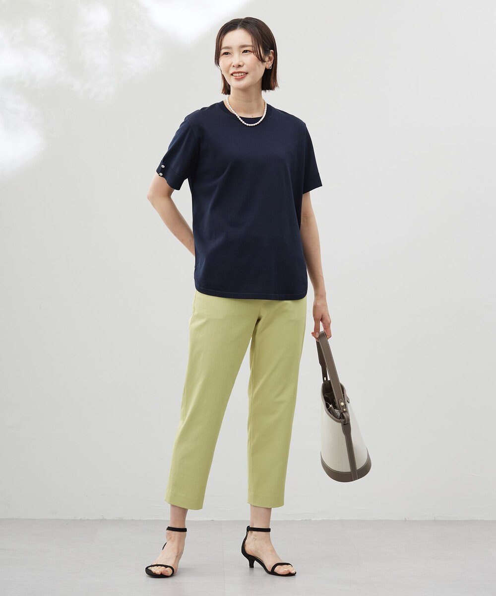 J.PRESS LADIES L 【洗える】COTTON POLYESTER 袖ボタン ニット 