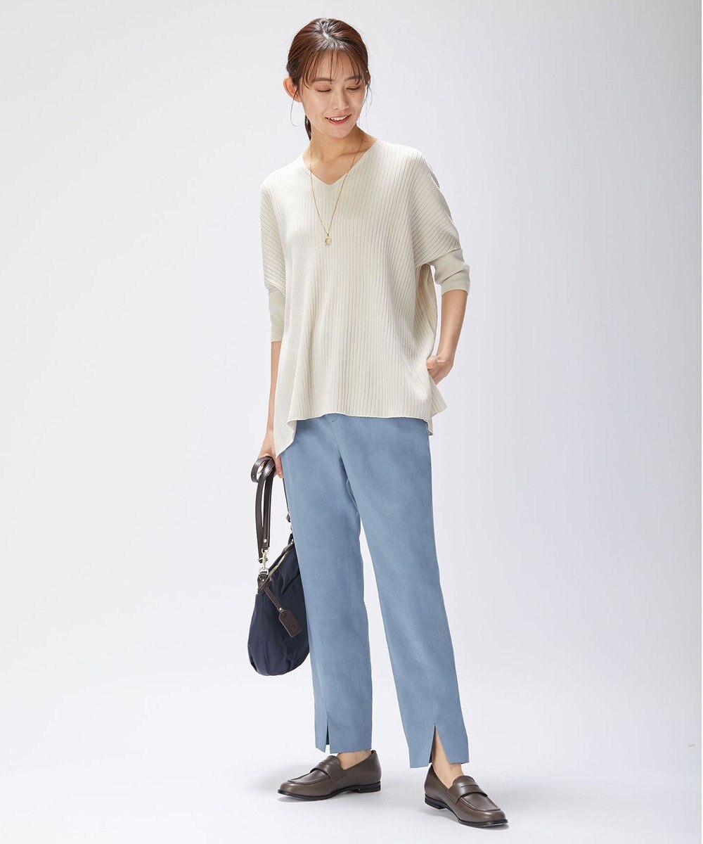J.PRESS LADIES 【洗える】コットンシルクリラクシー Vネック ニット 