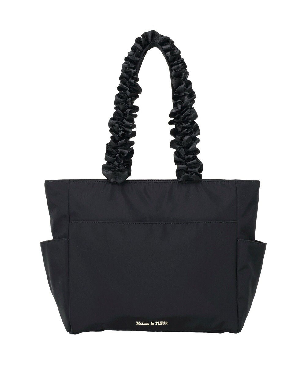 Maison de FLEUR 撥水加工フリルハンドルトートバッグ 