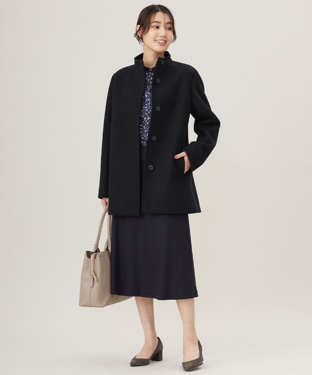 J.PRESS LADIES L 【洗える】スパンウェーブフラワープリント ブラウス 