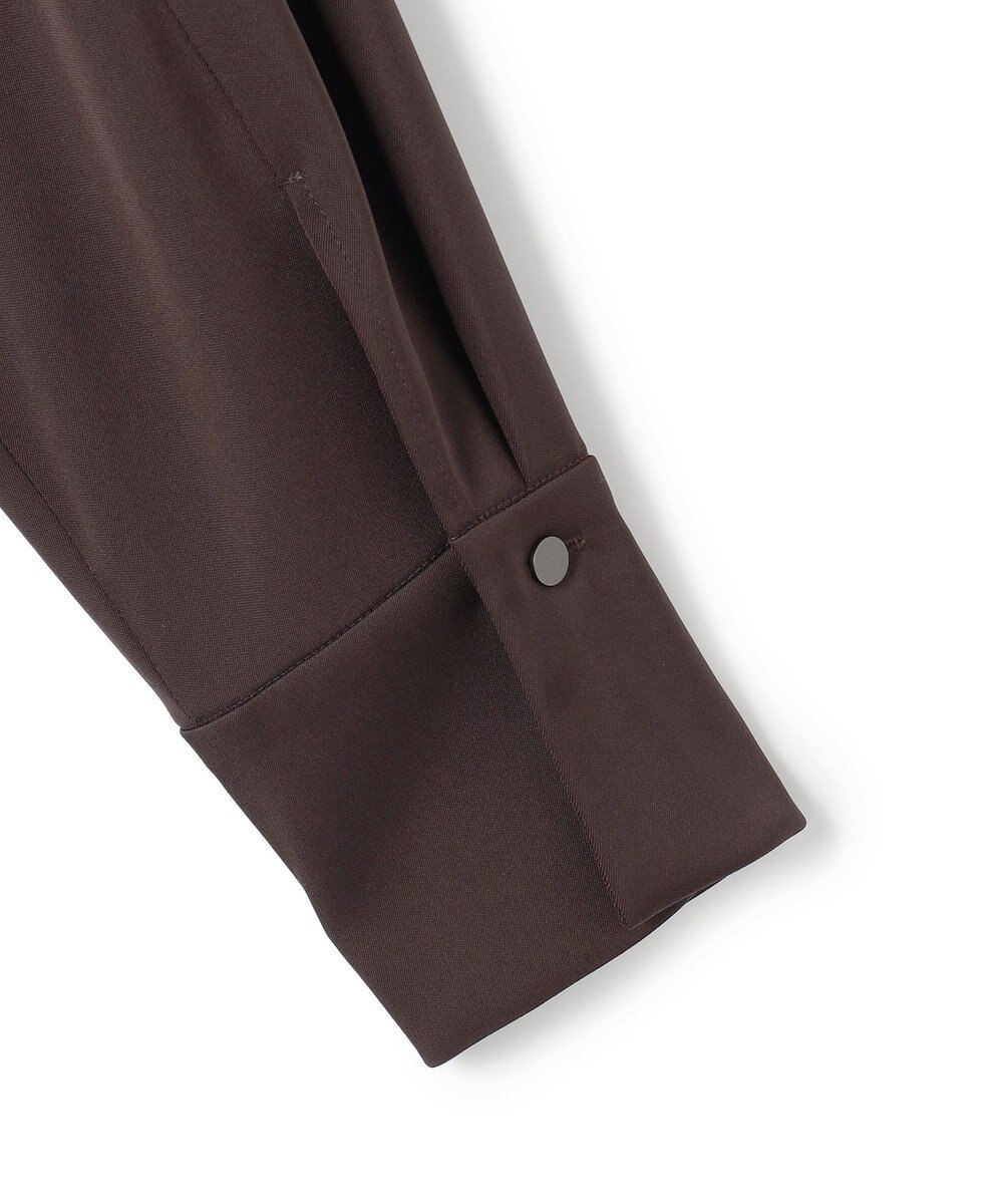 ICB L 【洗える】ストレッチダブルサテン テーラーカラー ラップワンピース 