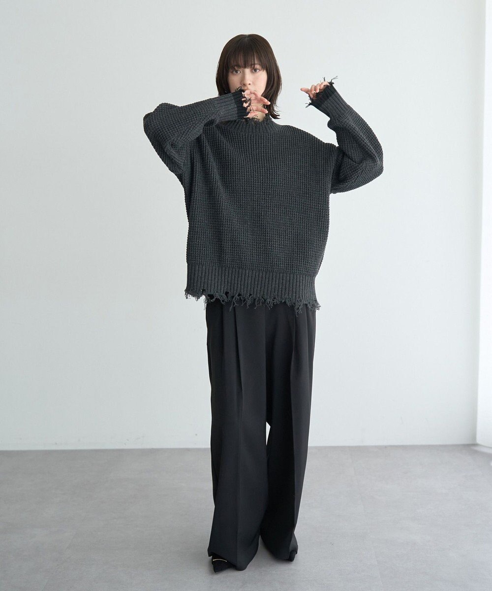 YECCA VECCA ダメージルーズニット 