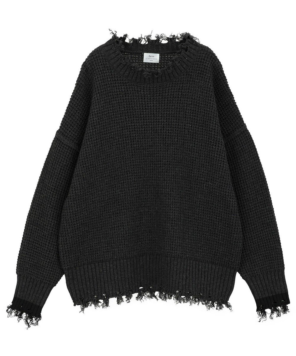 YECCA VECCA ダメージルーズニット 