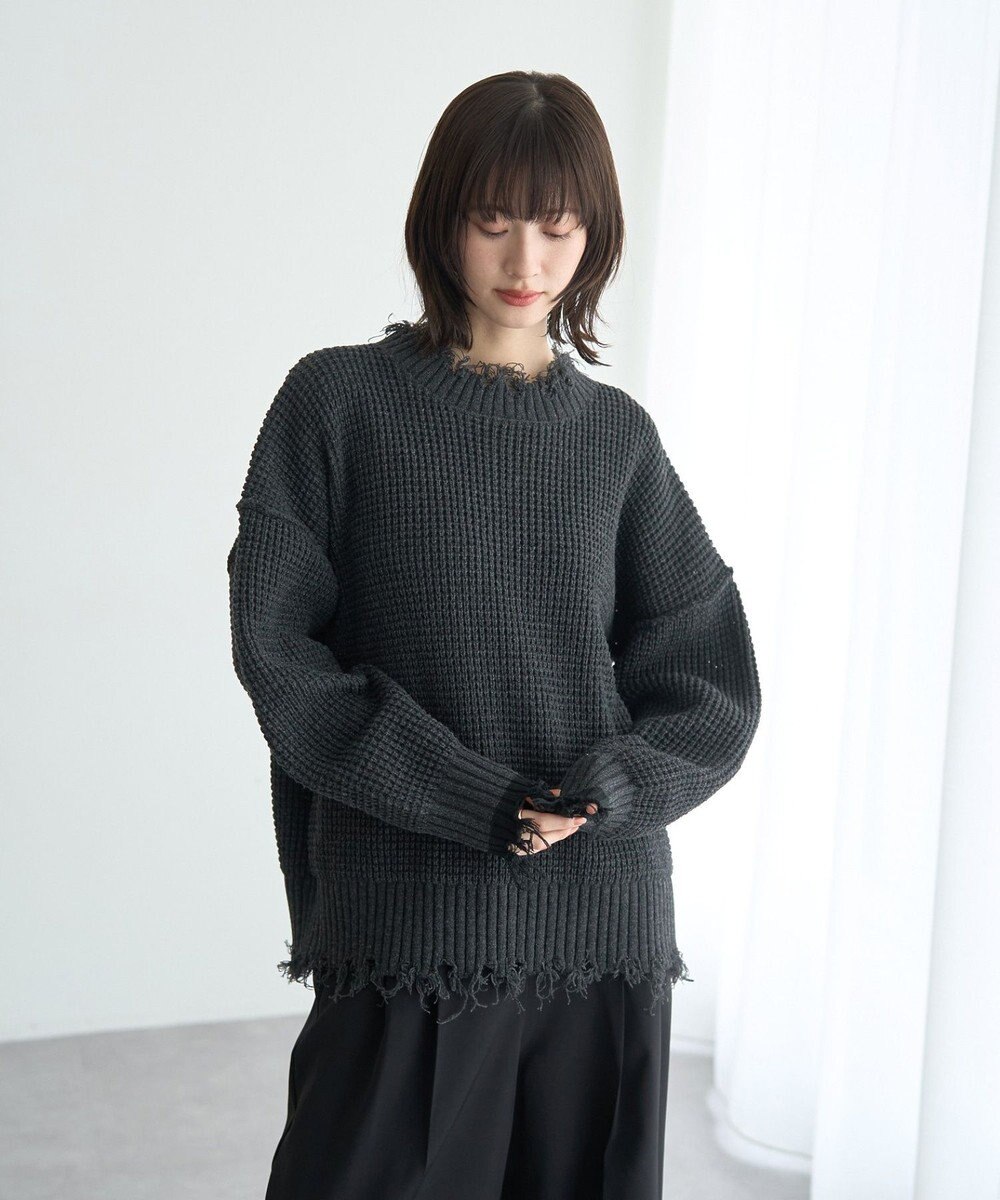 YECCA VECCA ダメージルーズニット 