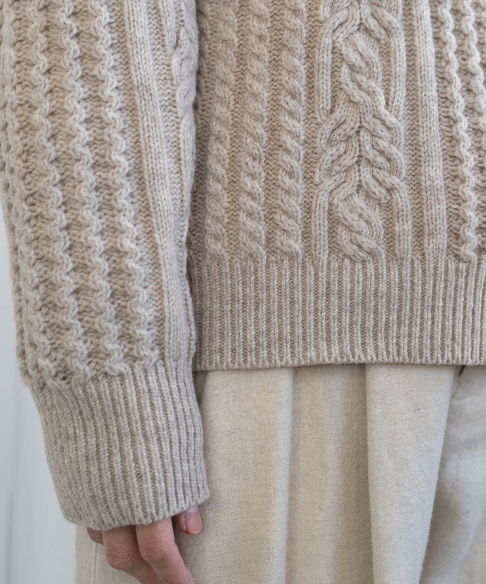 muuc 〈上質なカシミヤウール〉立体ケーブル編みプルオーバー〈しっとり柔らかい〉〈日本製〉〈オンオフ使えるきちんと感〉 