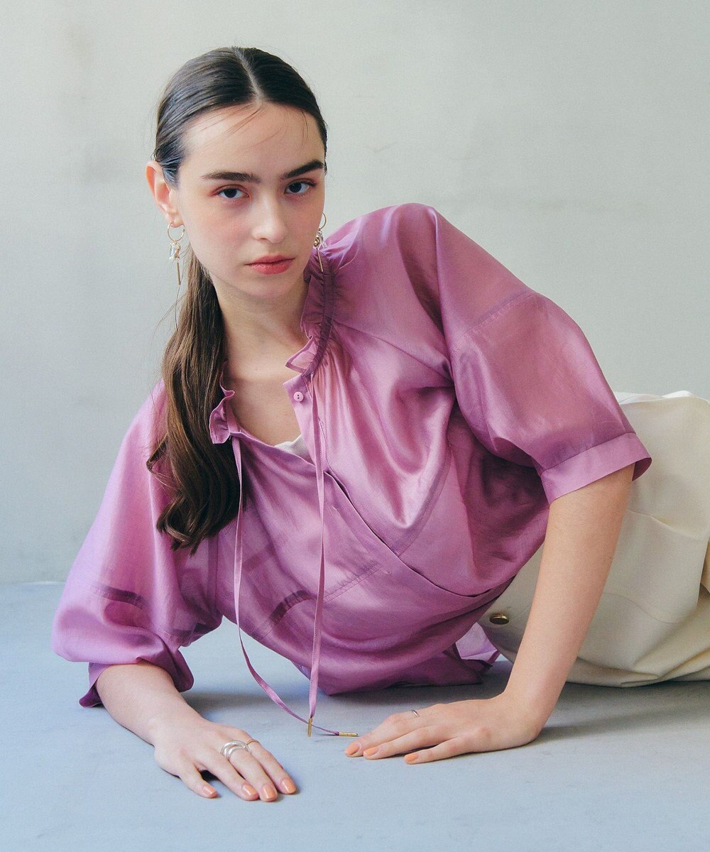 YECCA VECCA バルーンスリーブシアーシャツ 