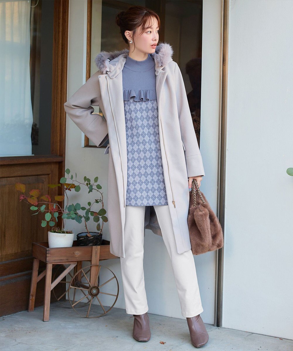 Tiaclasse アーガイルジャガードフリルチュニック 