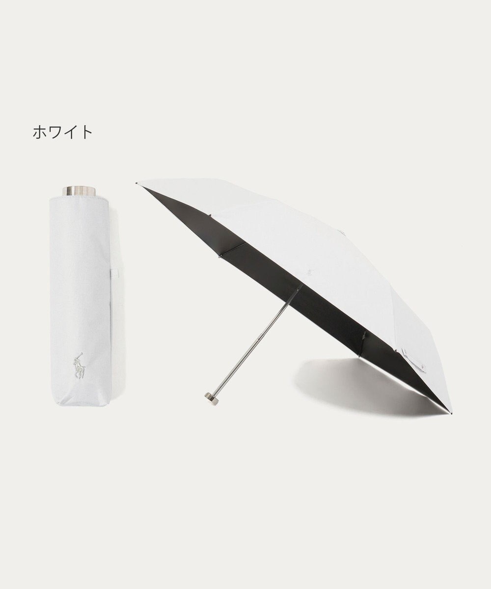 MOONBAT 【WEB限定/ 遮光率100％/遮熱/UV】POLO RALPH LAUREN（ポロ ラルフローレン）晴雨兼用日傘 ワンポイント ポロポニー シャンブレー 無地 折りたたみ傘 