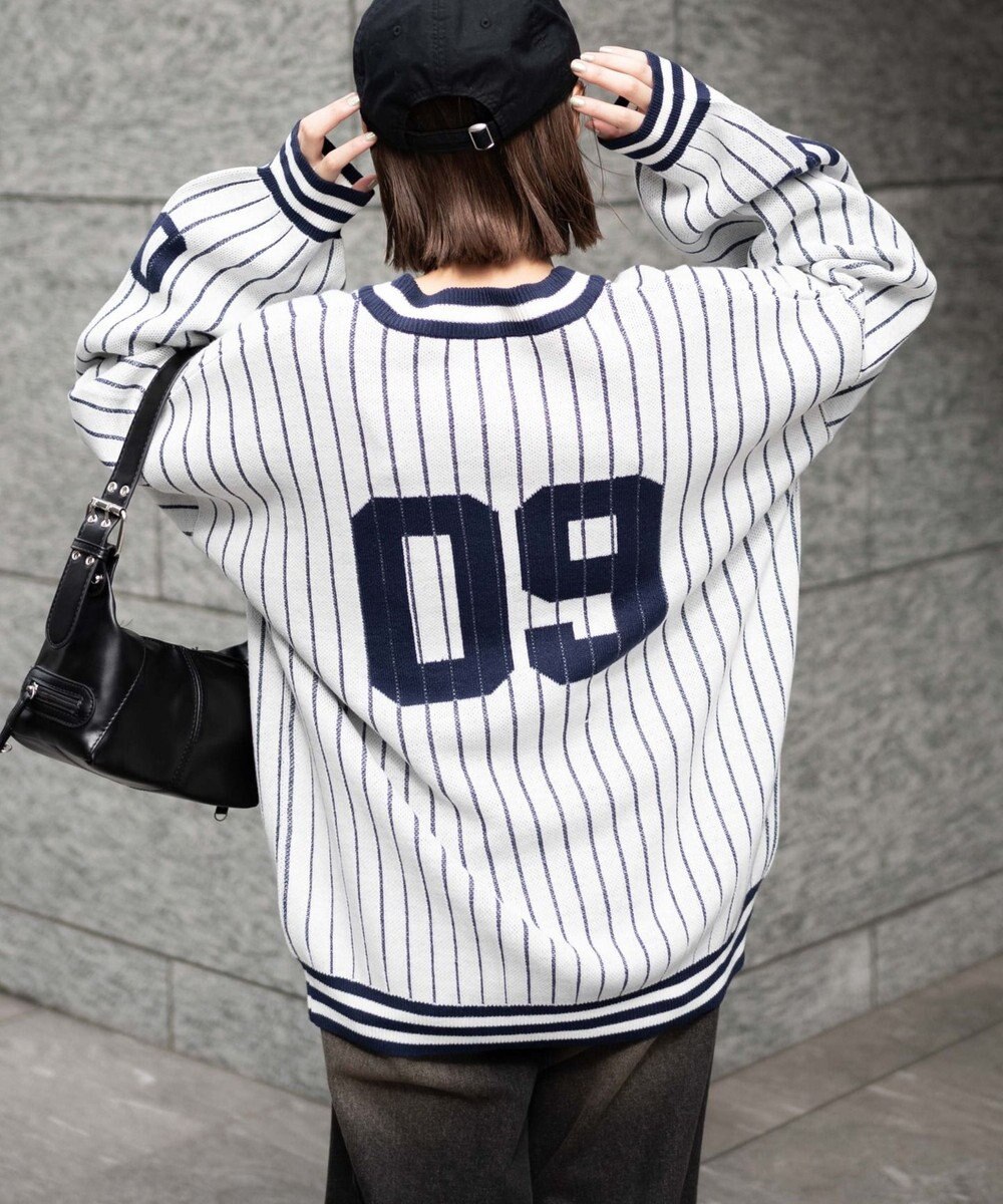 WEGO ベースボールグラフィックプルオーバーニット 