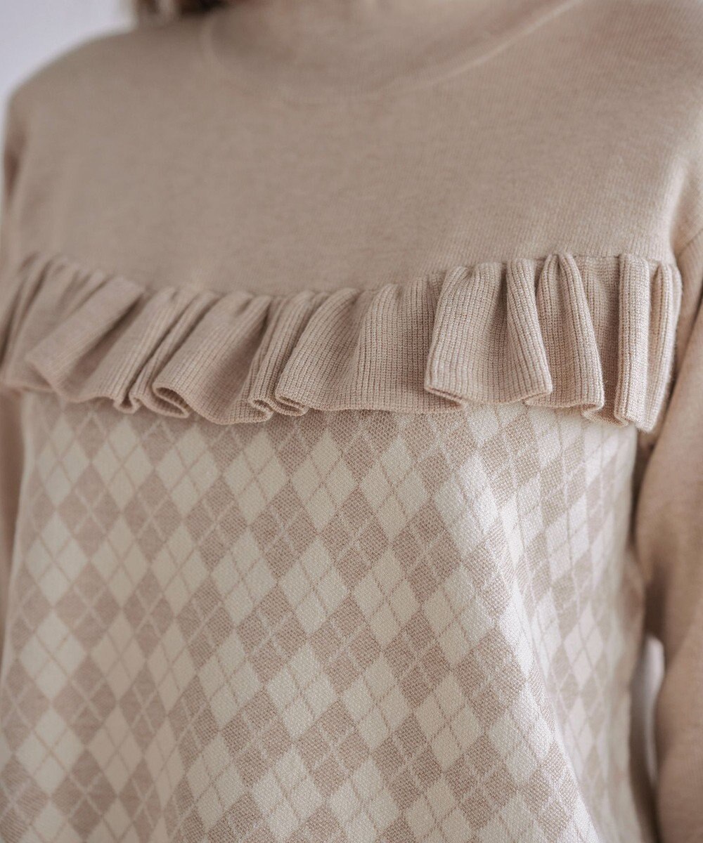 Tiaclasse アーガイルジャガードフリルチュニック 