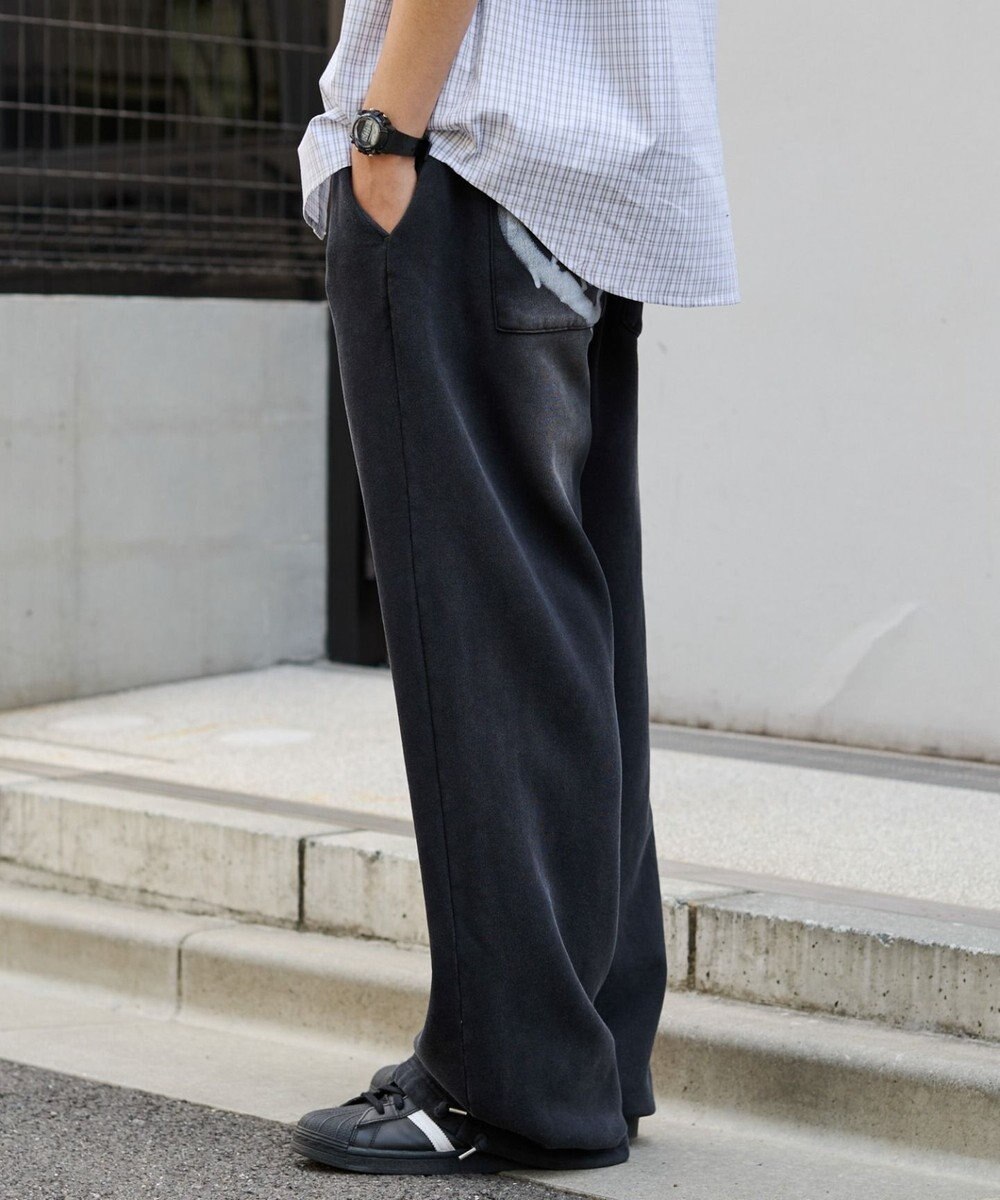 WEGO 【ウエストゴム/らくらくパンツ】アシッドウォッシュグラフィックスウェットパンツ 