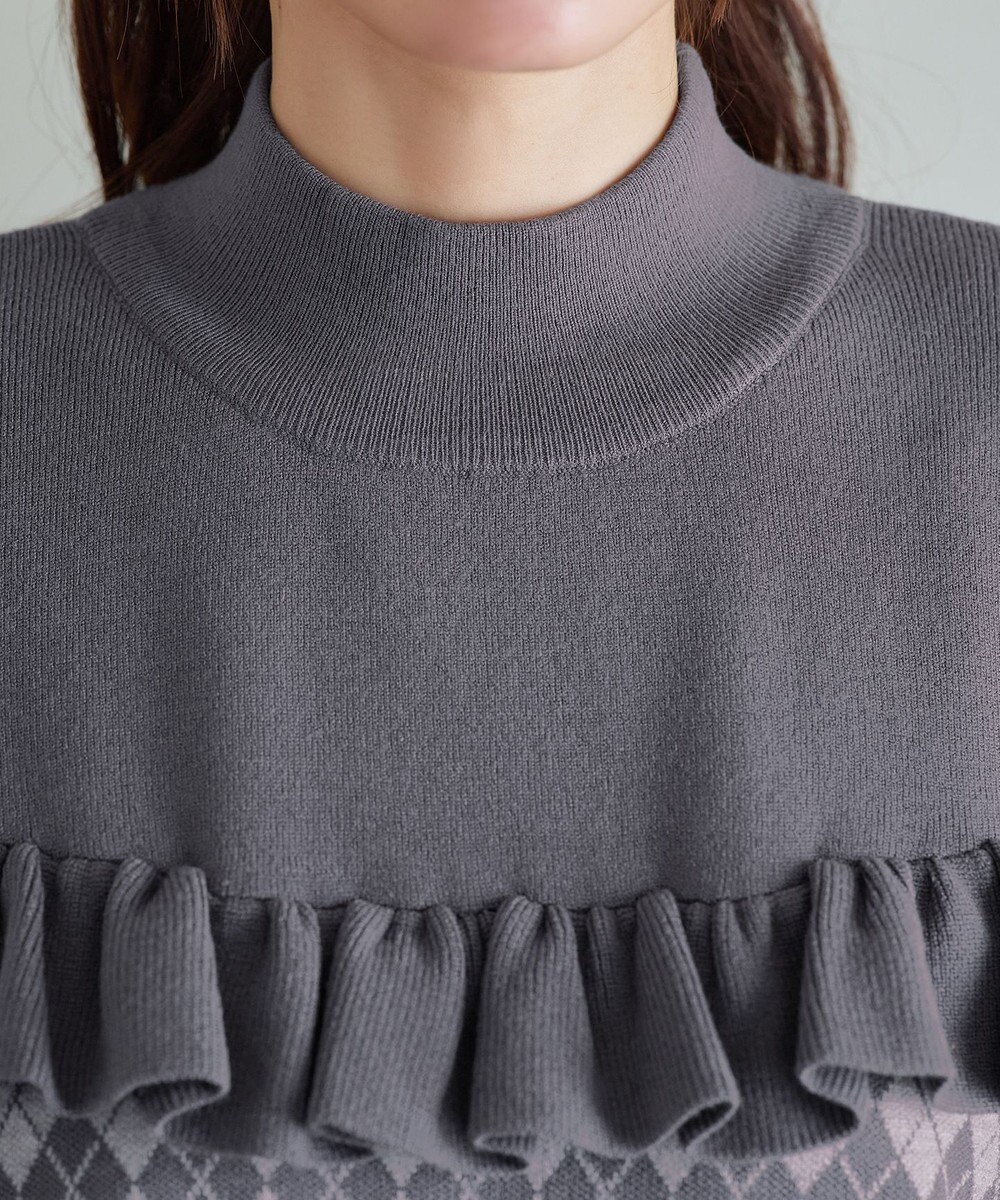 Tiaclasse アーガイルジャガードフリルチュニック 