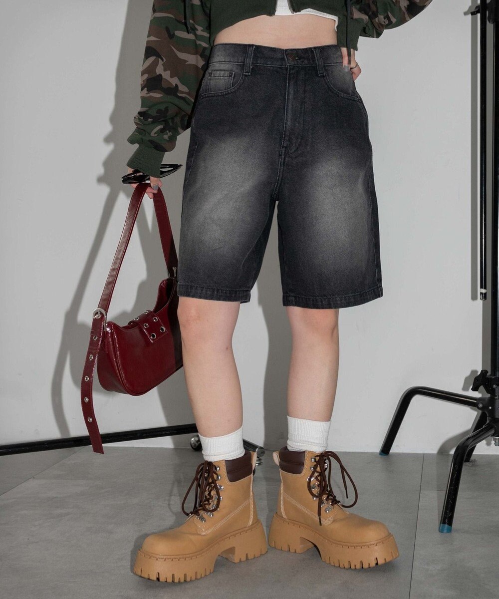 WEGO ヴィンテージウォッシュデニムハーフパンツ 