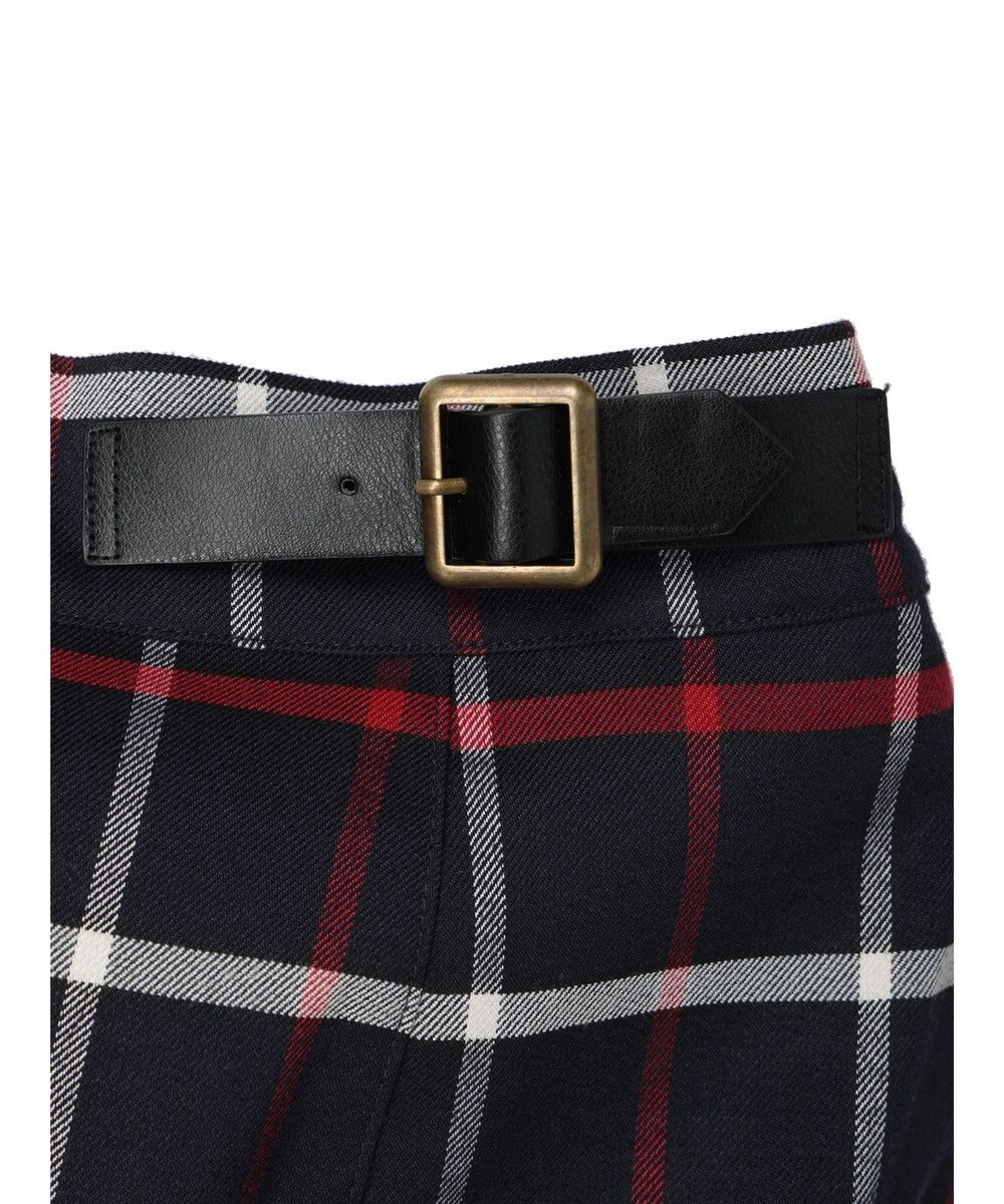 Green Parks ベルトデザインチェックＩラインスカート 