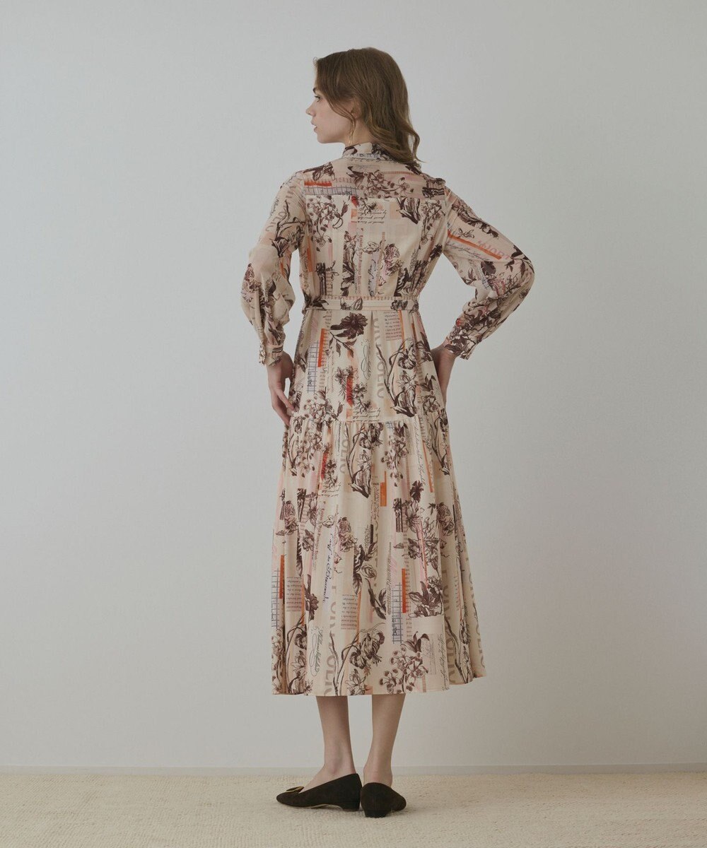 GRACE CONTINENTAL ロゴフラワ－プリントボウタイワンピース 