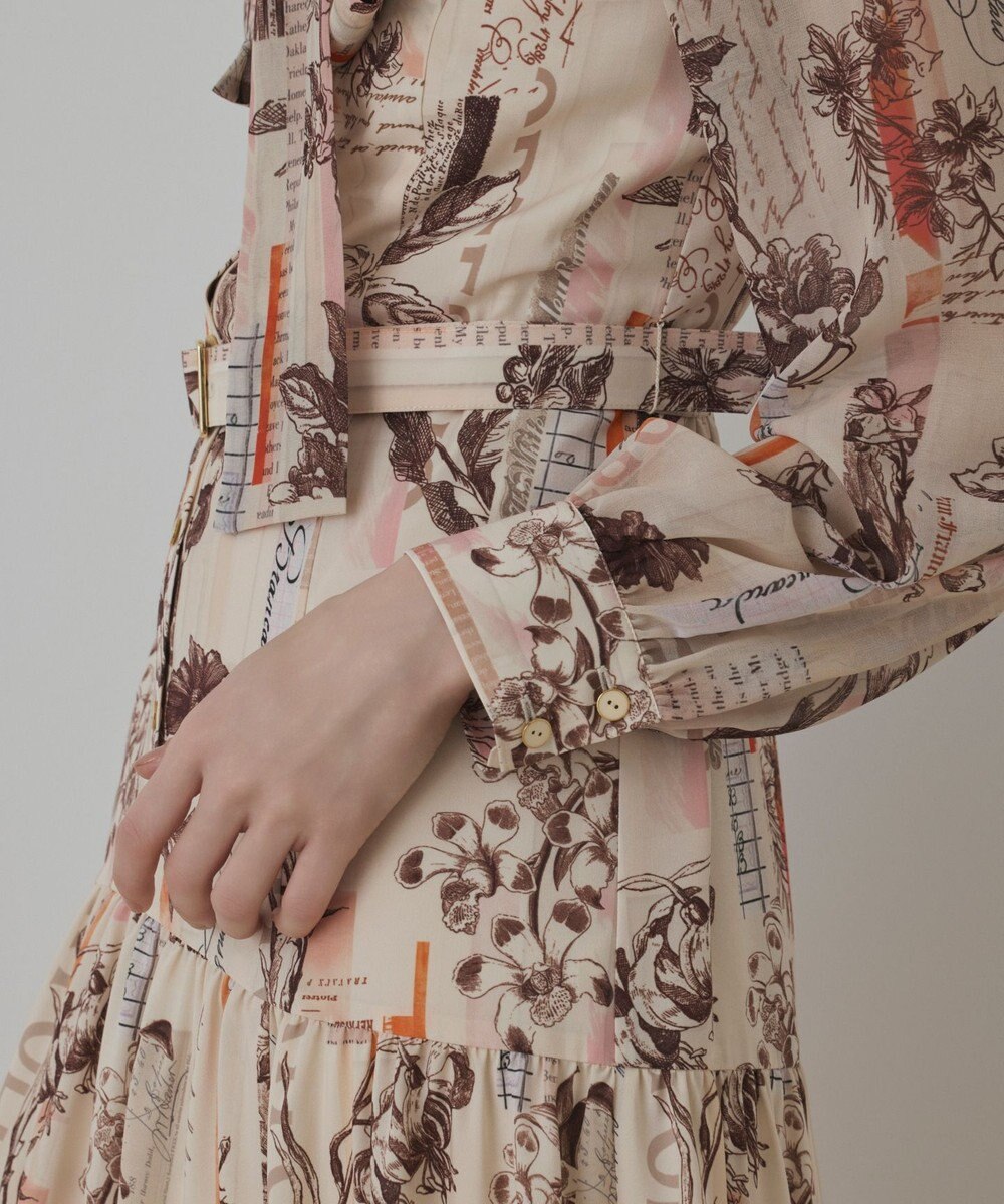 GRACE CONTINENTAL ロゴフラワ－プリントボウタイワンピース 