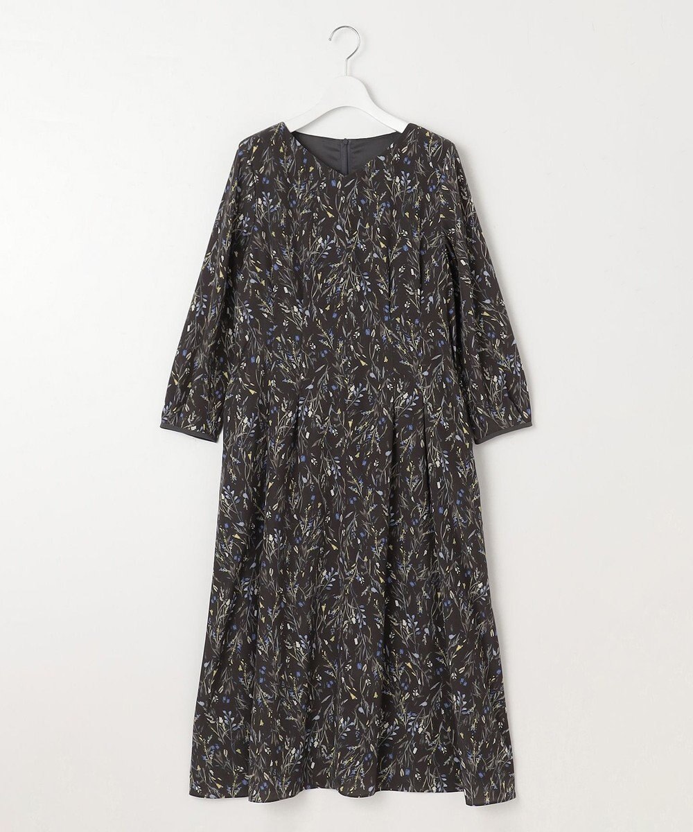 自由区 L 【洗える】ウォーターカラーフラワープリント ワンピース 