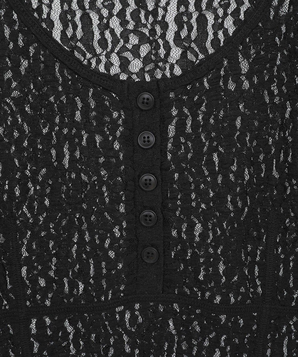 earth music&ecology フロントボタンレースプルオーバー 