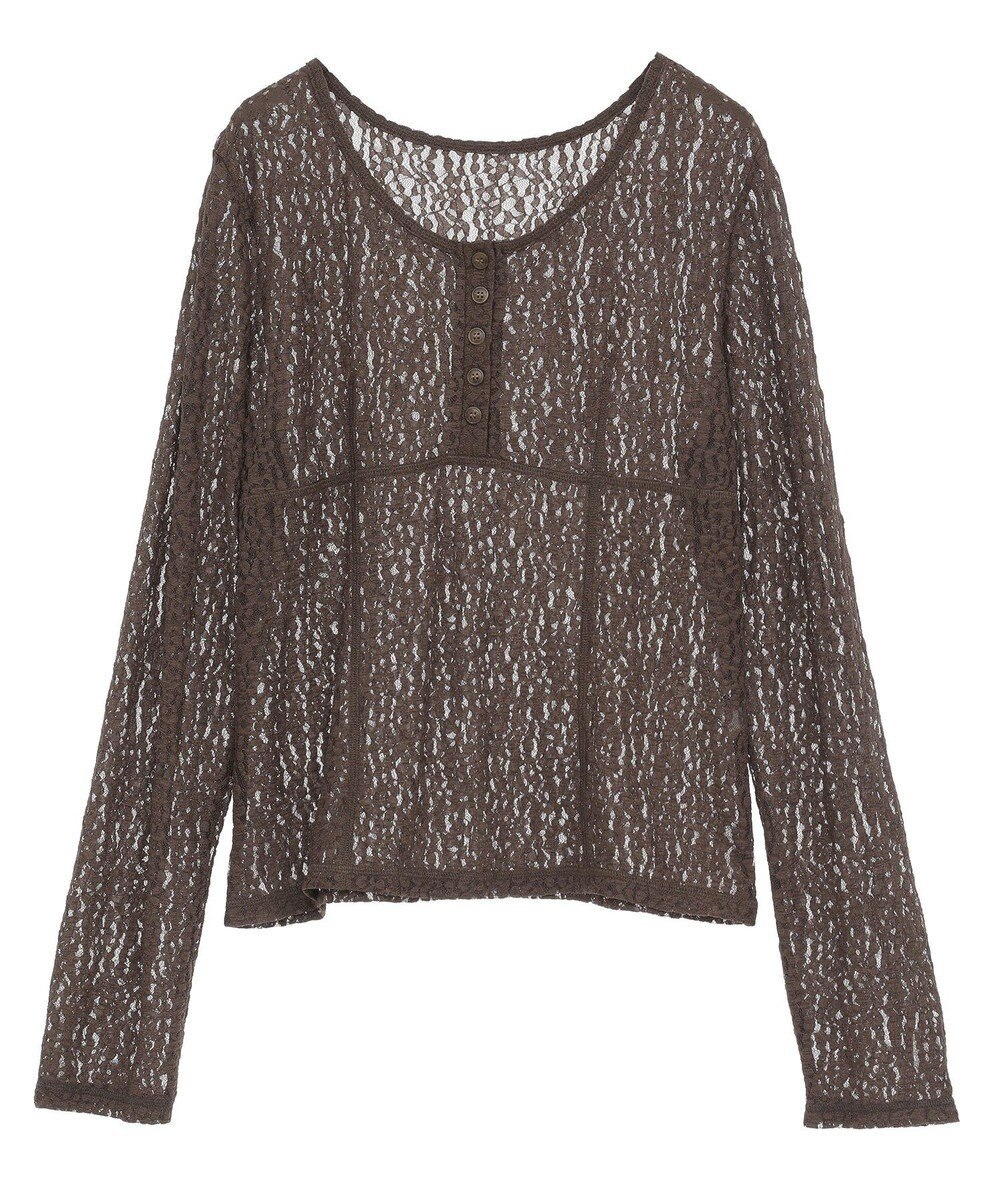 earth music&ecology フロントボタンレースプルオーバー 