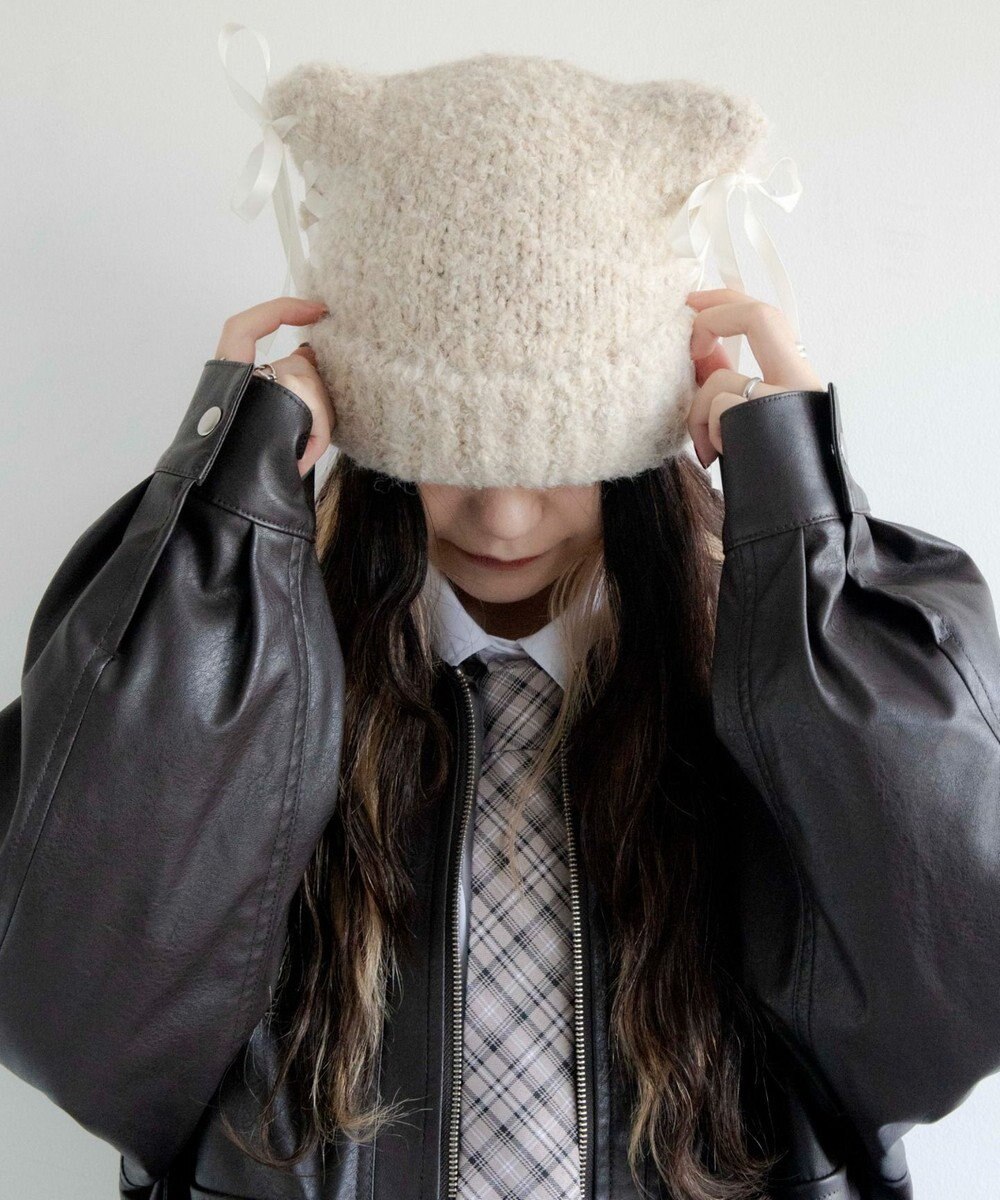 WEGO レースアップネコミミニットキャップ 