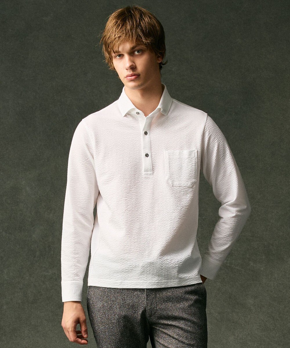 JOSEPH ABBOUD 【オーガニックコットン/サスティナブル】 JOE COTTON サッカーポロシャツ 