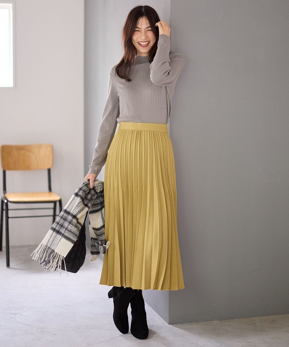 ANY 【洗濯機可】ランダムリブハイネックニット 