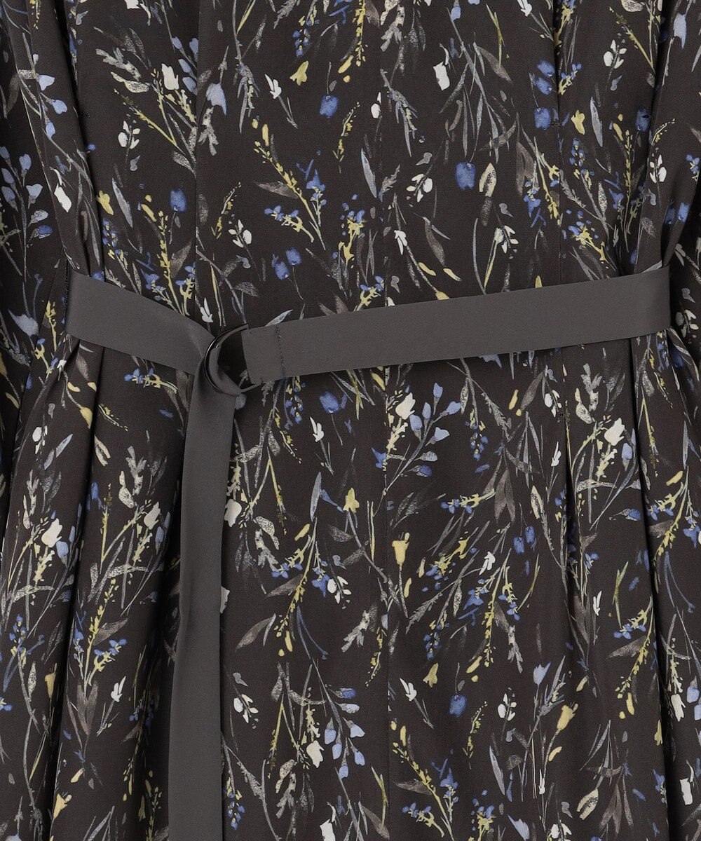 自由区 L 【洗える】ウォーターカラーフラワープリント ワンピース 