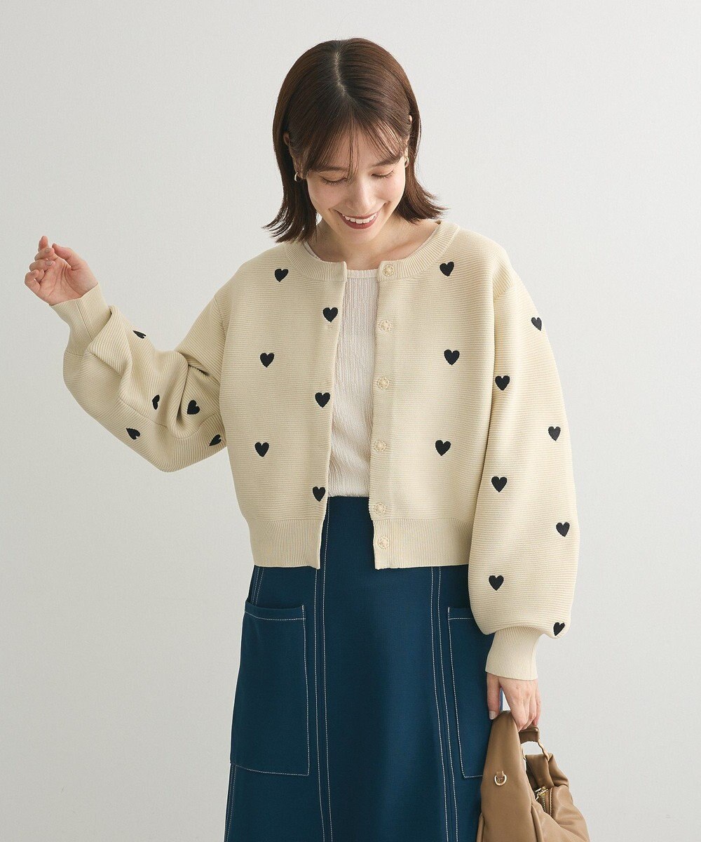 Green Parks ・ｓｗｉｎｇ　ｂｙ　ハート刺繍ニットカーディガン 