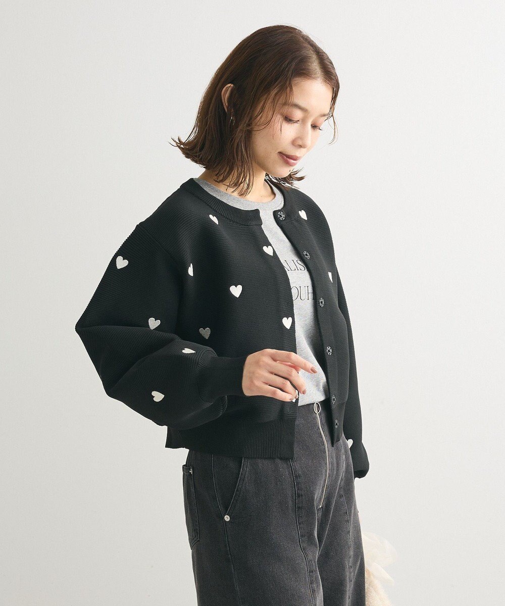 Green Parks ・ｓｗｉｎｇ　ｂｙ　ハート刺繍ニットカーディガン 