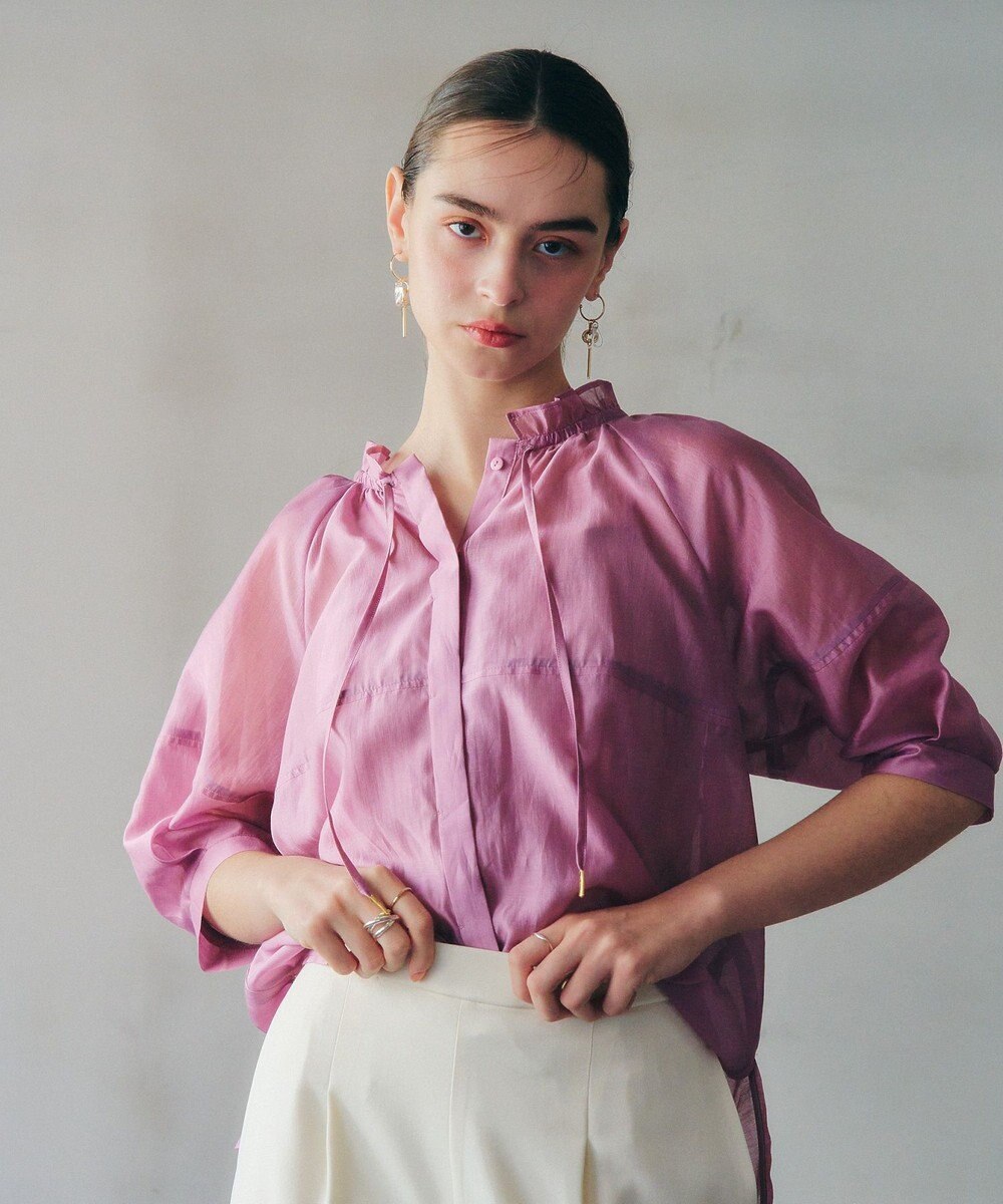 YECCA VECCA バルーンスリーブシアーシャツ 