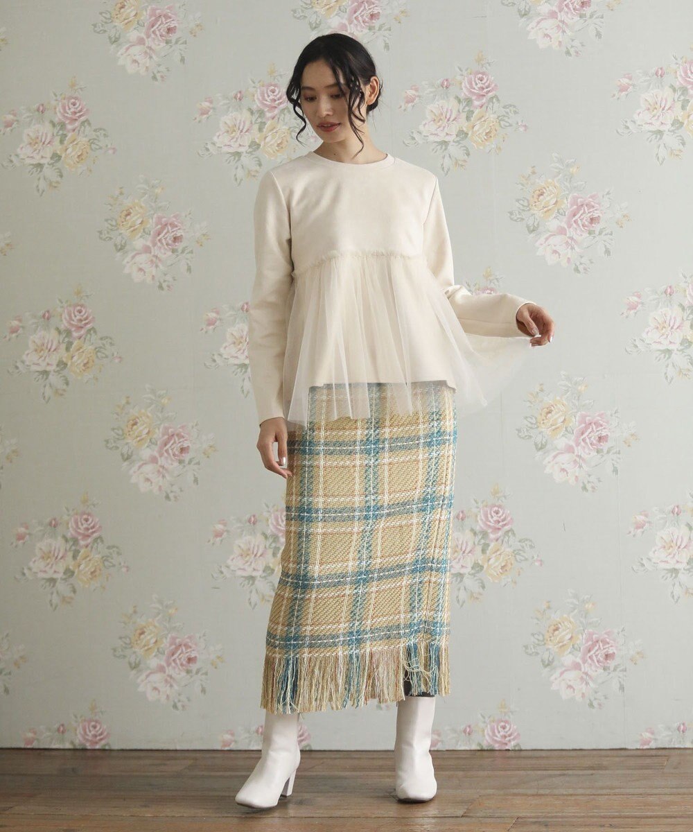 Green Parks ・ＳＵＧＡＲ　ＳＰＯＯＮ　チェックフリンジスカート 