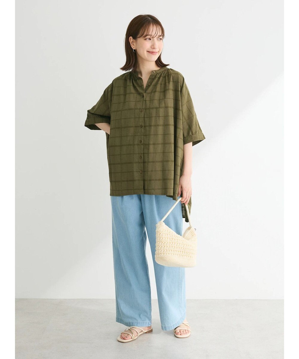 Green Parks インド綿 チェックドビーブラウス 