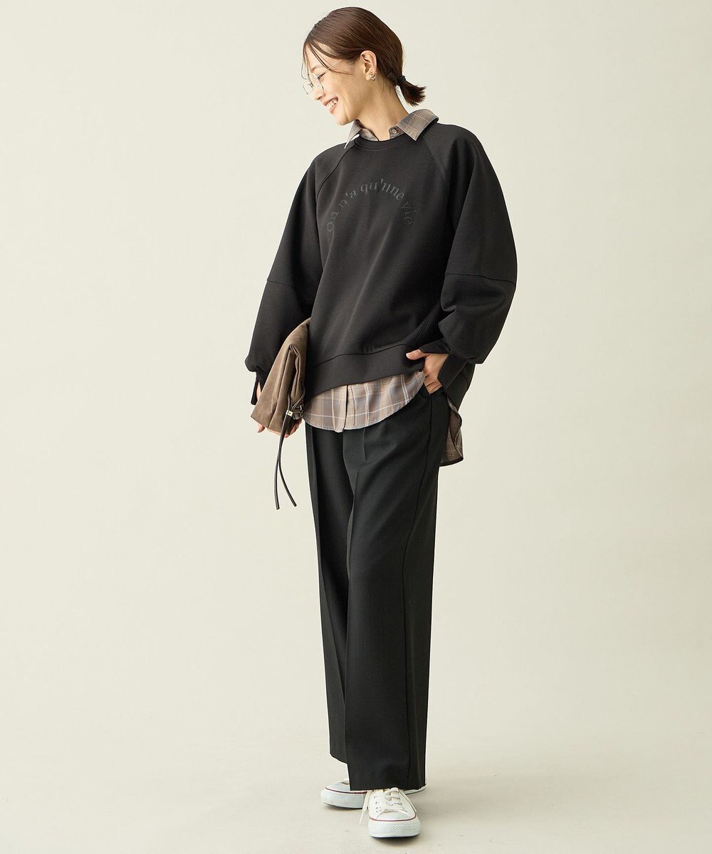 ANY L ロゴ刺繍ダンボールトレーナー 