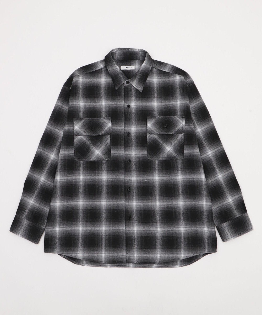 WEGO 【2025年秋冬新作/SMLサイズ展開/ユニセックス着用ITEM】オンブレチェックネルシャツ（LS） 