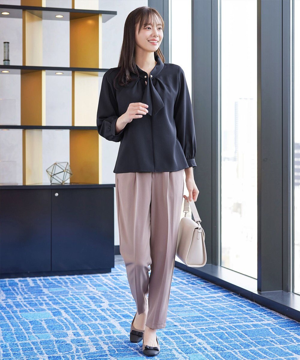 Tiaclasse L 取り外しパール付きボウタイブラウス 