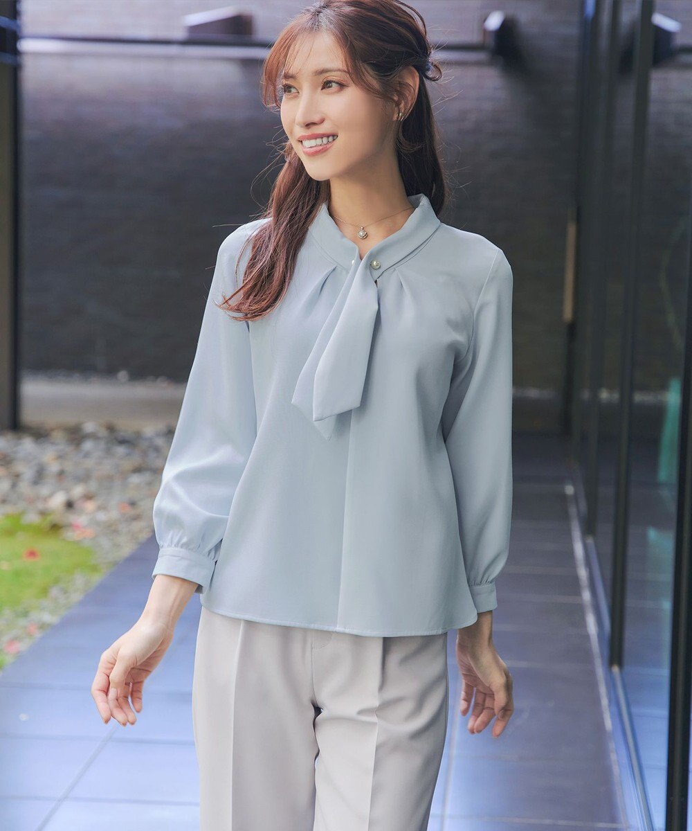 Tiaclasse L 取り外しパール付きボウタイブラウス 