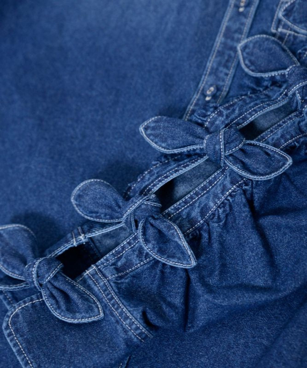 FORFORMO Ribbon Sleeve Denim Shirt リボンスリーブデニムシャツ 